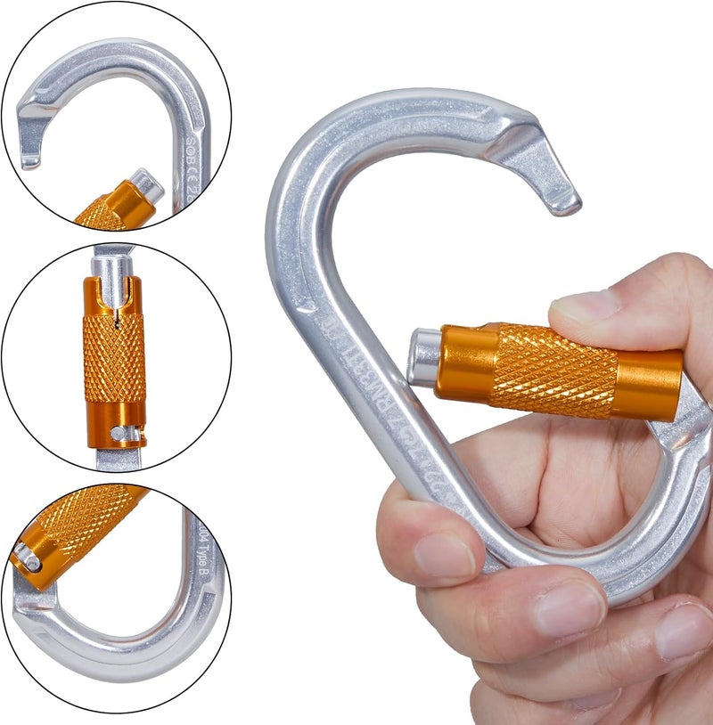 SOB Auto Locking Climbing Carabiner Clips,Heavy Duty Asymmetrical Carabiner Connector Used for Rappelling Gear Rescue Outdoor Projects Dog Leash - Image 3